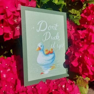 Wens kaart verjaardag A6 Eendjes don't duck it up