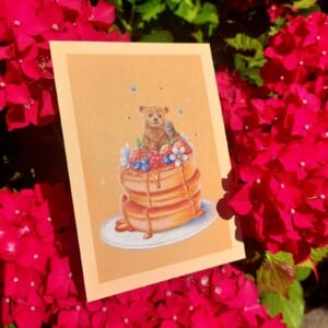 Wens kaart verjaardag A6 fluffy pancake beer