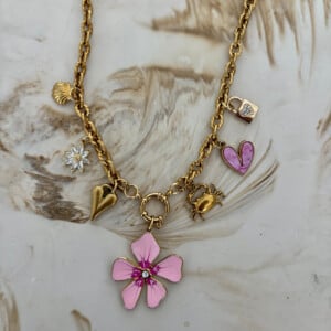 Bedel ketting Big Flower stainless steel