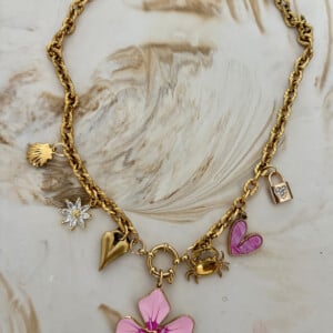 Bedel ketting Big Flower stainless steel