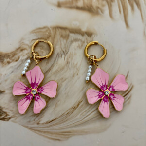 Big Flower oorbellen Pink