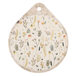 Clayre & Eef keramieken pannenonderzetter bloemen 20x23 cm met kurk