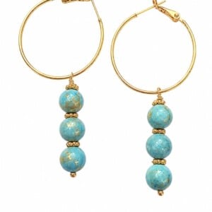 Creolen met turquoise jade kralen - uniek en handgemaakt