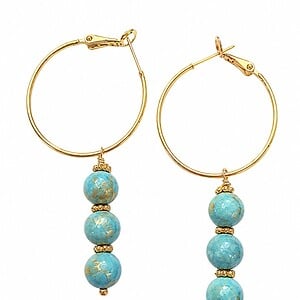 Creolen met turquoise jade kralen - uniek en handgemaakt