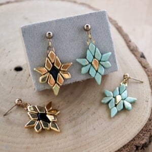 Festival chic & Art deco, geometrische kite bead oorbellen