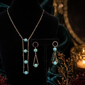 Fijne jade ketting- en oorbellen set - one of a kind