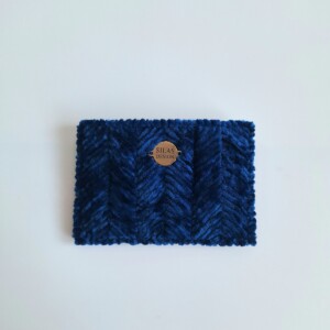 Geweven pasjeshouder | Donkerblauw velvet look