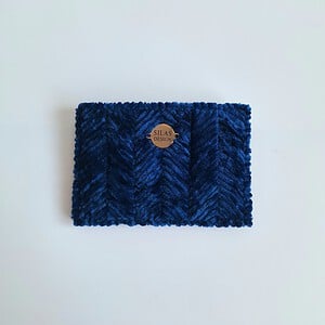 Geweven pasjeshouder | Donkerblauw velvet look