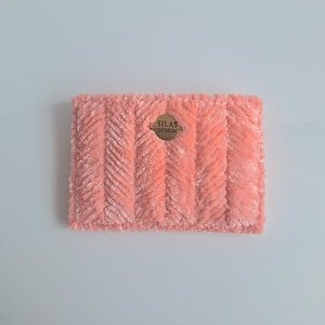 Geweven pasjeshouder | Koraaloranje velvet look