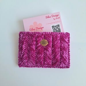 Geweven pasjeshouder | Magenta velvet look