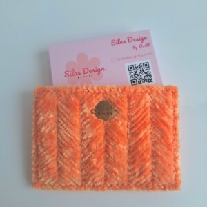 Geweven pasjeshouder | Oranje velvet look
