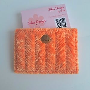 Geweven pasjeshouder | Oranje velvet look