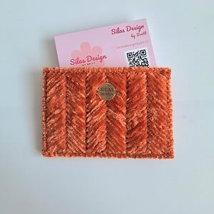 Geweven pasjeshouder | Pompoen oranje velvet look