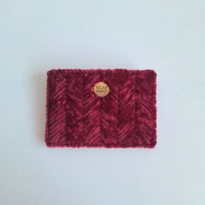 Geweven pasjeshouder | Wijnrood velvet look