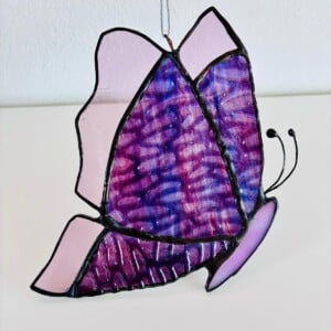 Glas-in-lood vlinder | Handgemaakt | Tiffany-techniek | Raamhanger | Suncatcher