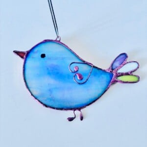 Glas-in-lood vogel | Handgemaakt | Raamhanger | Tiffany-techniek