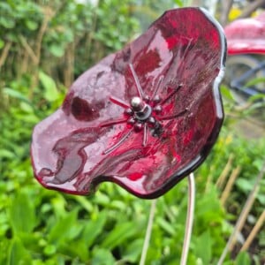 Glazen klaproos op steel - handgemaakte glasbloem