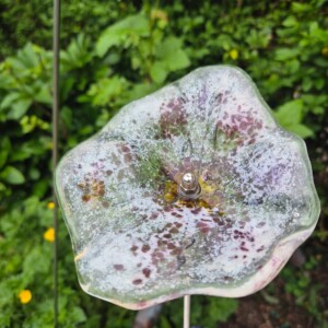 Glazen klaproos op steel - handgemaakte glasbloem