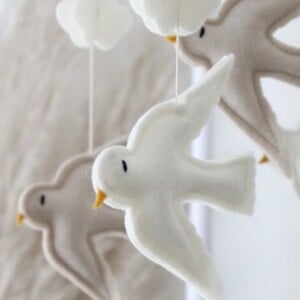Handgemaakte Babymobiel | Hout & Wolvilt | Birds