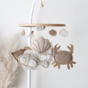 Handgemaakte Babymobiel | Hout & Wolvilt | Sea Life | Neutraal