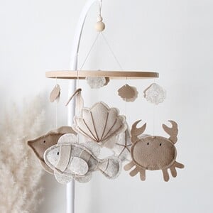 Handgemaakte Babymobiel | Hout & Wolvilt | Sea Life | Neutraal