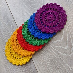 Handgemaakte onderzetters 'Rainbow'