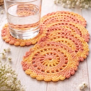 Handgemaakte onderzetters 'Sunset Peach'