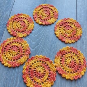Handgemaakte onderzetters 'Sunset Peach'