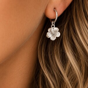 Hibiscus oorbellen Zilver
