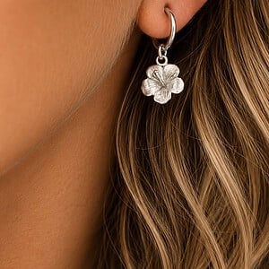 Hibiscus oorbellen Zilver