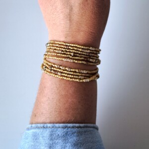 Ibizastyle wikkelarmband met goudaccenten Light Topaz