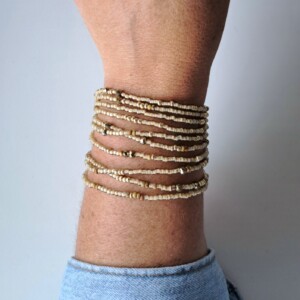 Ibizastyle wikkelarmband met goudaccenten Mauve