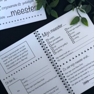 Invulboek voor de Meester – Persoonlijk afscheidscadeau met herinneringen en lieve boodschappen