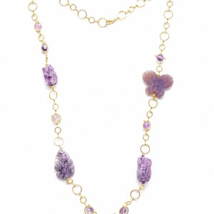 Ketting met amethist en agaat