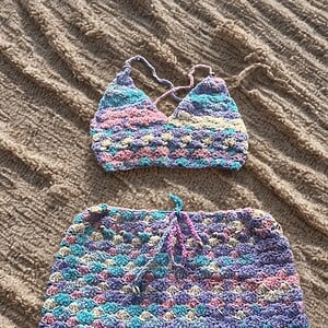 Mami Wata Seafoam - Gehaakte set van bralette & mini rok - XS