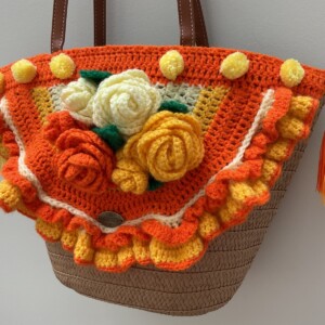 Mand/Tas orange/yellow rose. Nieuw made By Anne