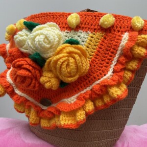 Mand/Tas orange/yellow rose. Nieuw made By Anne