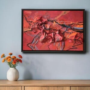 Mixed media abstract - textuur 3D - rood
