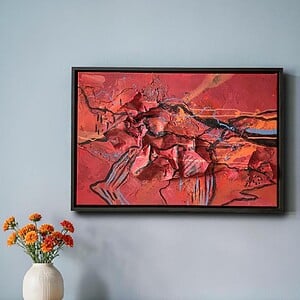 Mixed media abstract - textuur 3D - rood