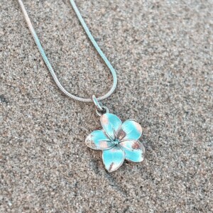 Oceaan Plumeria Ketting Zilver