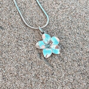 Oceaan Plumeria Ketting Zilver