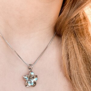 Oceaan Plumeria Ketting Zilver