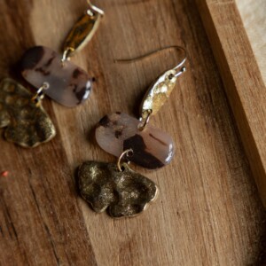 Oorbellen | Morph brown gold