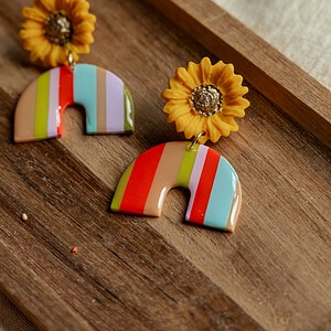 Oorbellen | Sunflower retro stripes