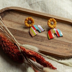 Oorbellen | Sunflower retro stripes