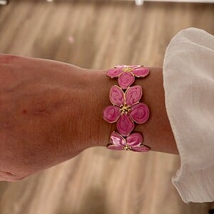 Pink Flower Bangle stainless steel