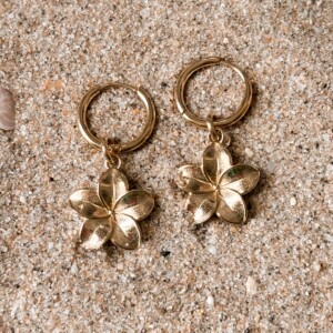 Plumeria oorbellen goud