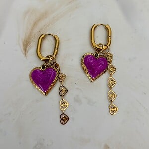 Purple Heart oorbellen stainless steel