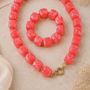 Set statement ketting + armband koraalrood
