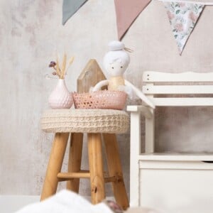 Vlaggenlijn Dreamy Blossom | Pastel kleur (Roze / Licht blauw / Neutraal) met bloemen slinger met driehoek vlaggetjes gemaakt van stof